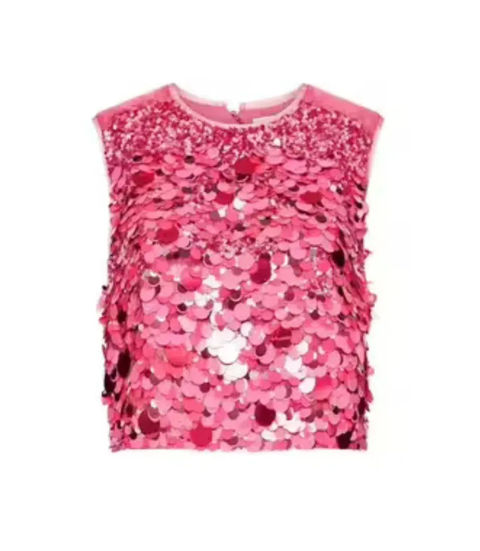 AJE CELESTE SEQUIN TOP & CHERIE SEQUIN SKIRT SET PINK SIZE 8 for rent on The Volte - main image