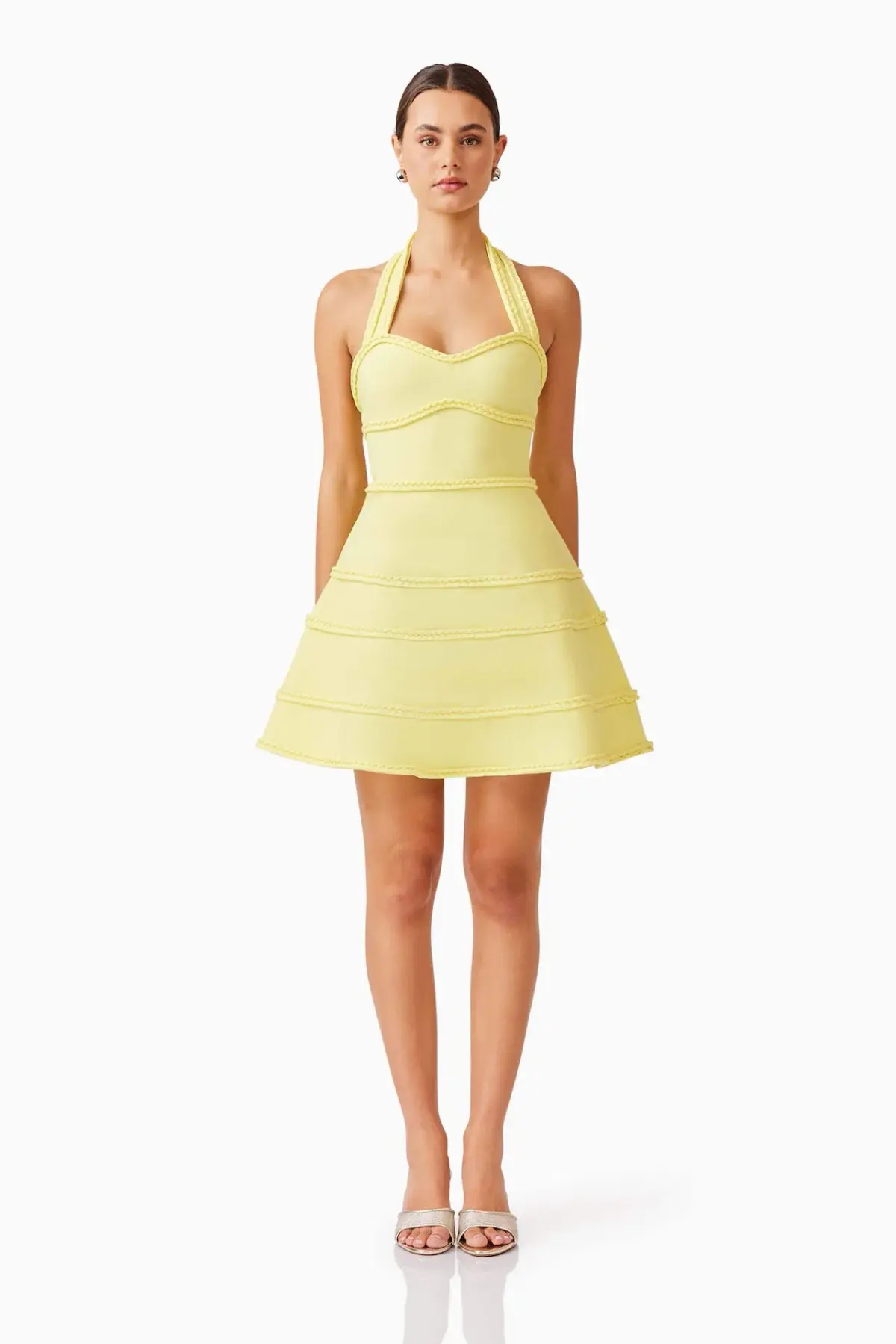 Elliatt Katlyn Halter Mini Dress in Lemon Yellow Size 10 - Image 1