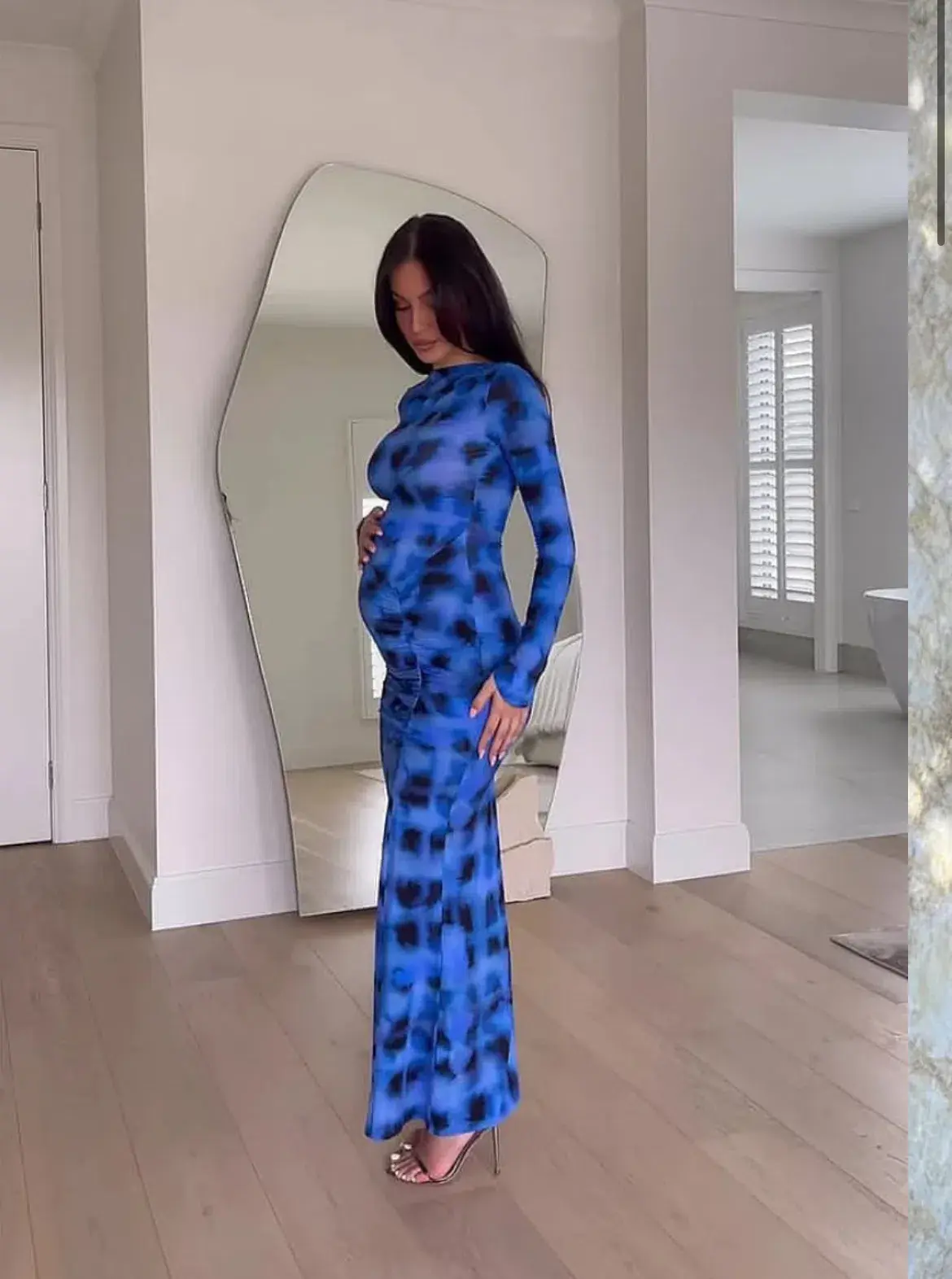 Suboo Shibori Long Sleeve Maxi Dress Blue Size L (12) - Image 1