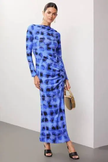 Suboo Shibori Long Sleeve Maxi Dress Blue Size L (12) - Image 7