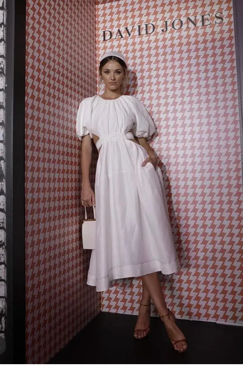 Aje Mimosa Cutout Midi Dress Silk blend Size 8 - Image 1