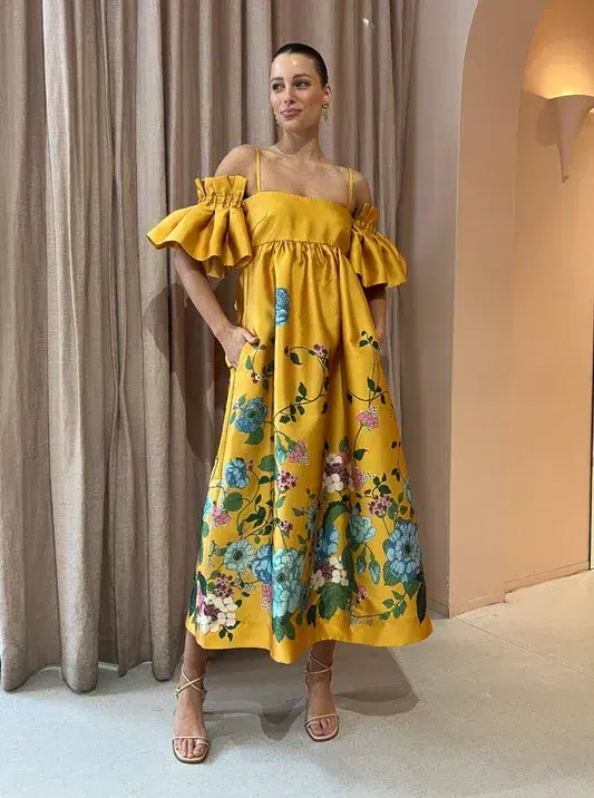 Alemais Dana Midi Dress Marigold Size 10 for rent on The Volte - main image