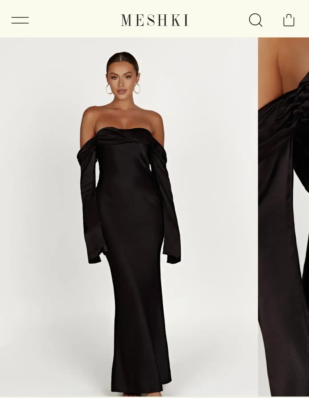Giselle Off Shoulder Cowl Neck Maxi Dress - Black for rent on The Volte - main image