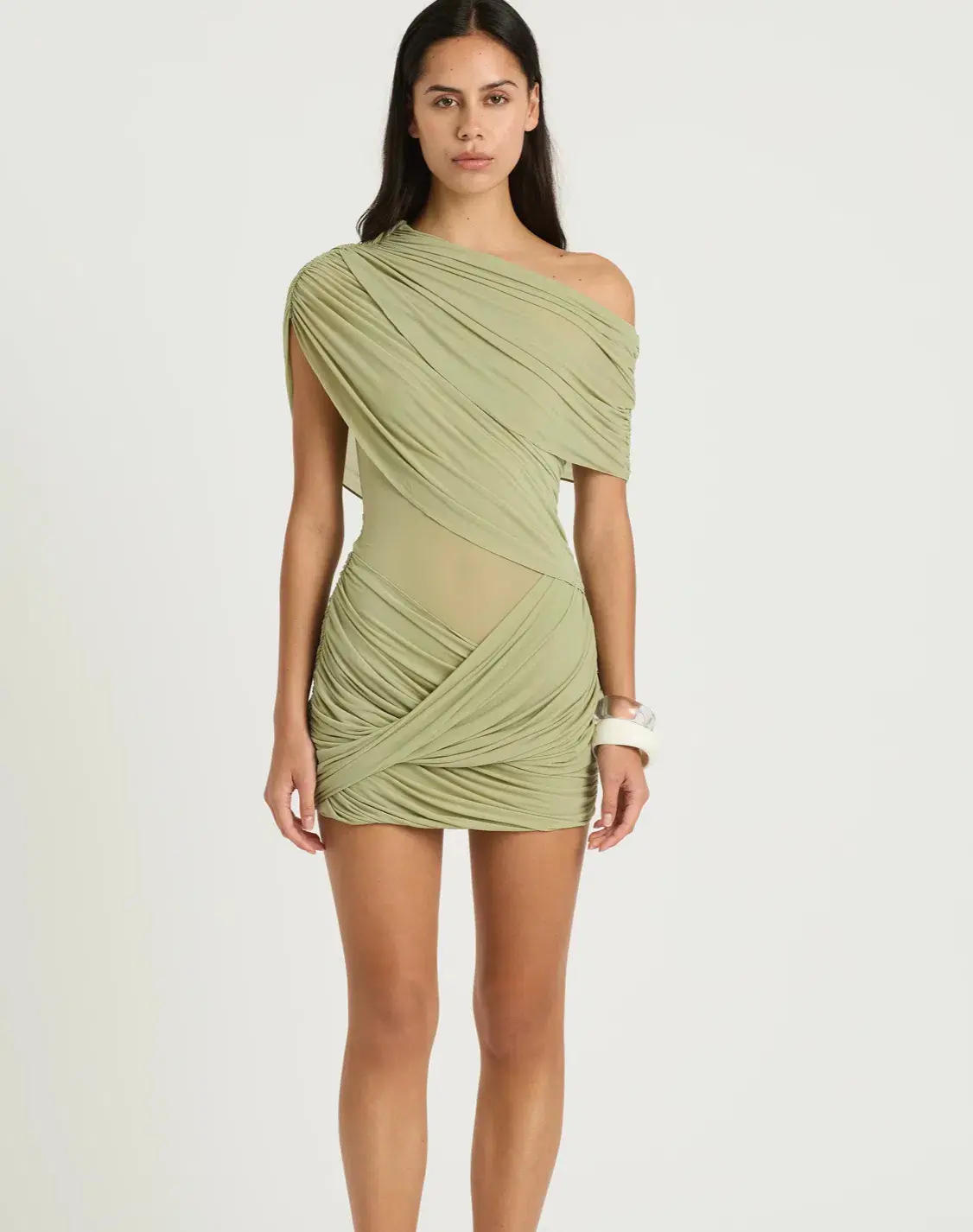 Benni Otto Mini Dress in Pistachio Green size 8 - Image 4