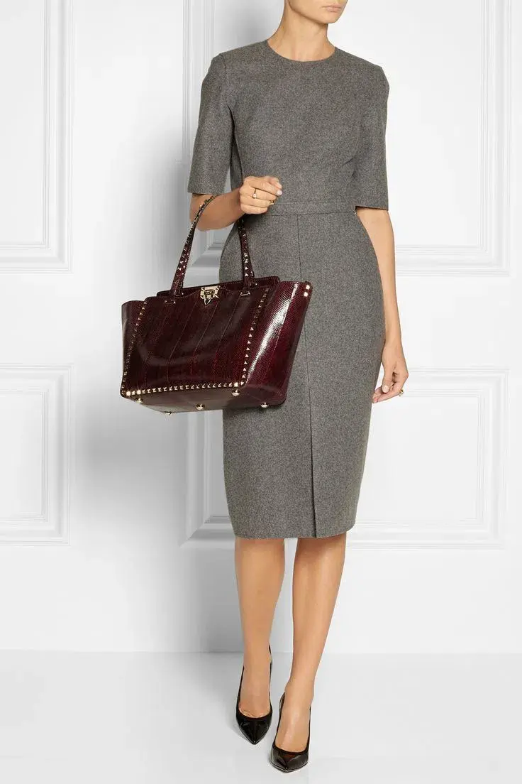 Victoria Beckham Grey wool mid-length dress for rent on The Volte - main image