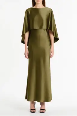 Carla Zampatti Moss Satin Cape Dress Size 12 for rent on The Volte - image 1