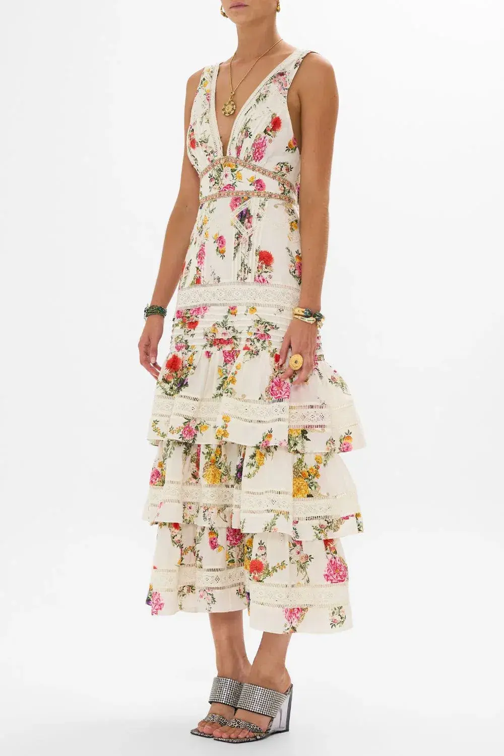 Camilla Tiered Ruffle Hem Dress Egyptian Rose (M/AU 12) - Image 4
