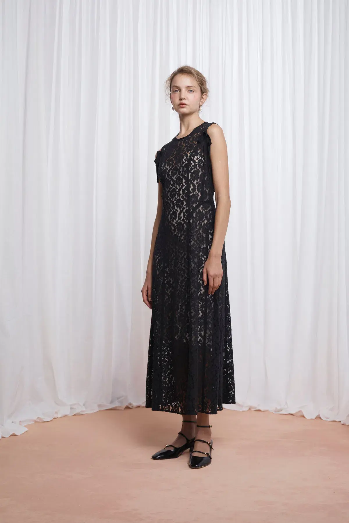 Lovaan Audrey Dress Cotton/Nylon Black Size 6 - Image 3