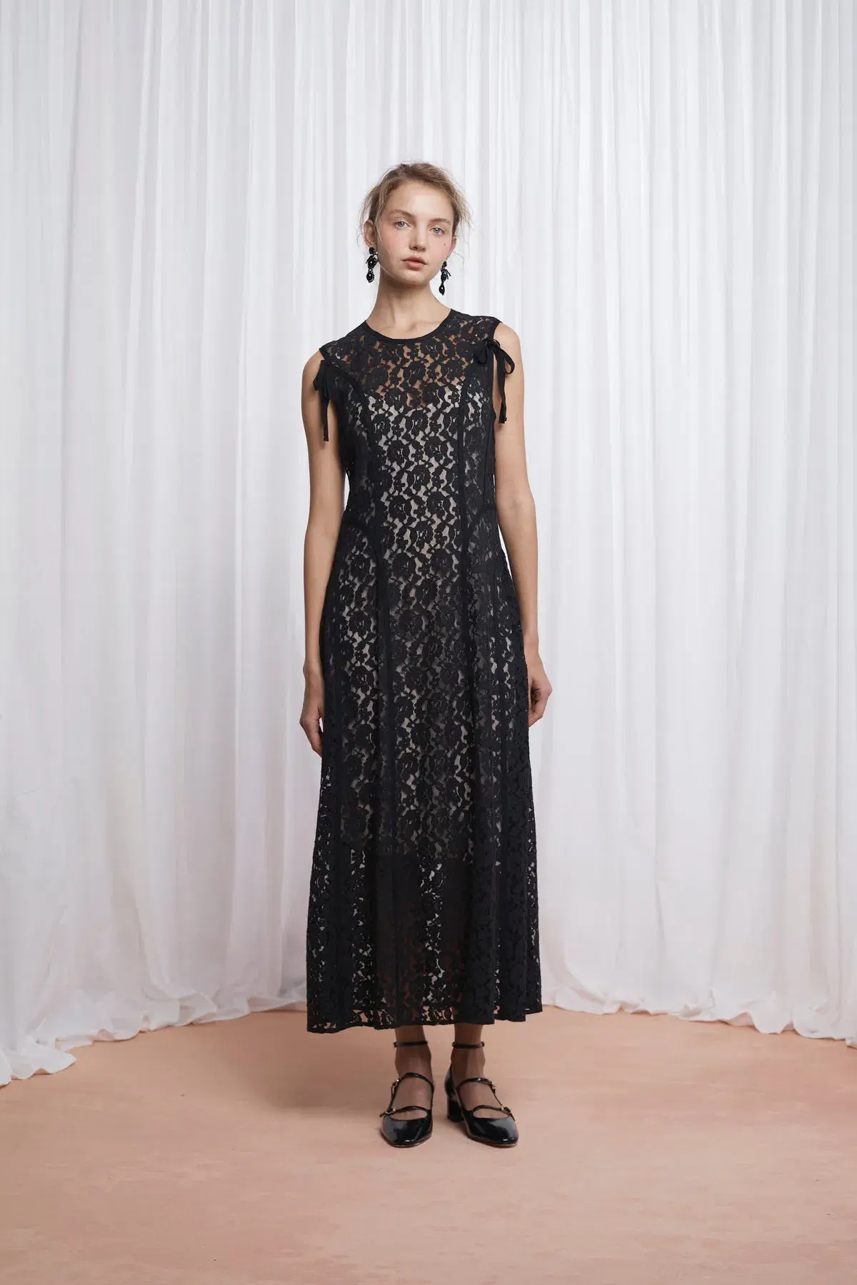 Lovaan Audrey Dress Cotton/Nylon Black Size 10 - Image 1