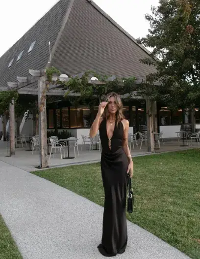 MISHA Celine Satin Maxi Brown size 10  - Image 3