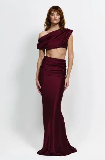 Effie Kats Perez Set Maxi Burgundy Size 10 for rent on The Volte - main image