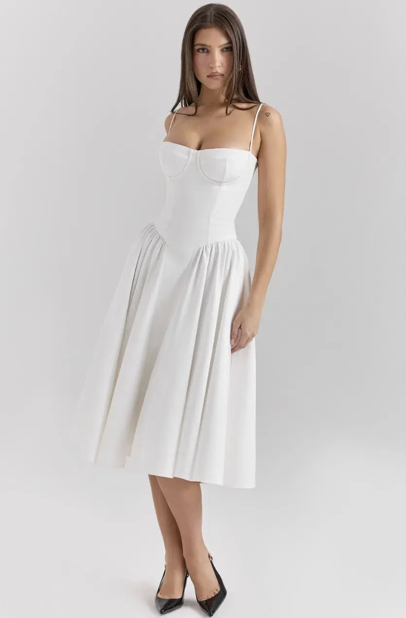House of CB Samaria White Corset Midi Dress Size L+ Bigger Cup Size (D-E) - Image 7