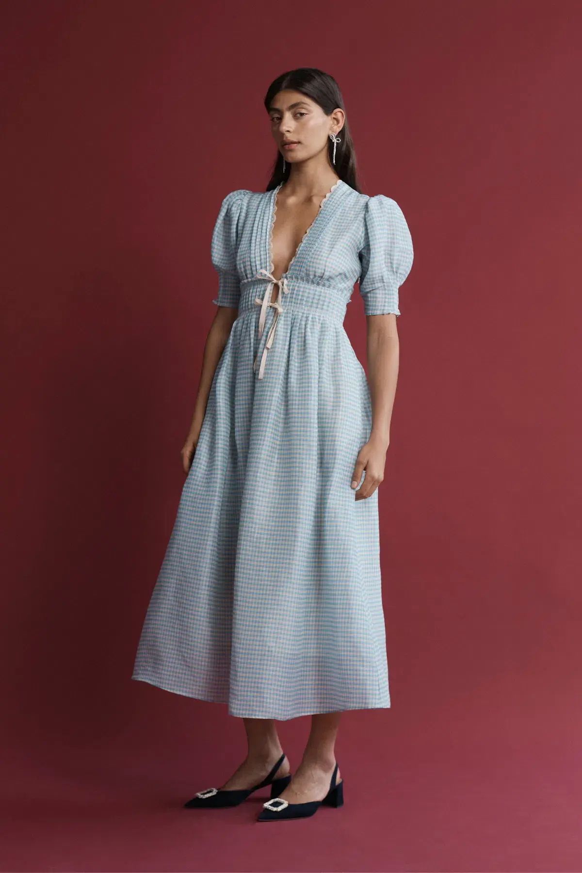 Lovaan Boehm Dress Blue Gingham Size 12 - Image 2