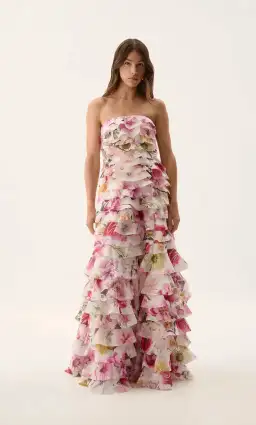 Aje / Fleur Pleated Gown / Collage Floral for rent on The Volte - image 1