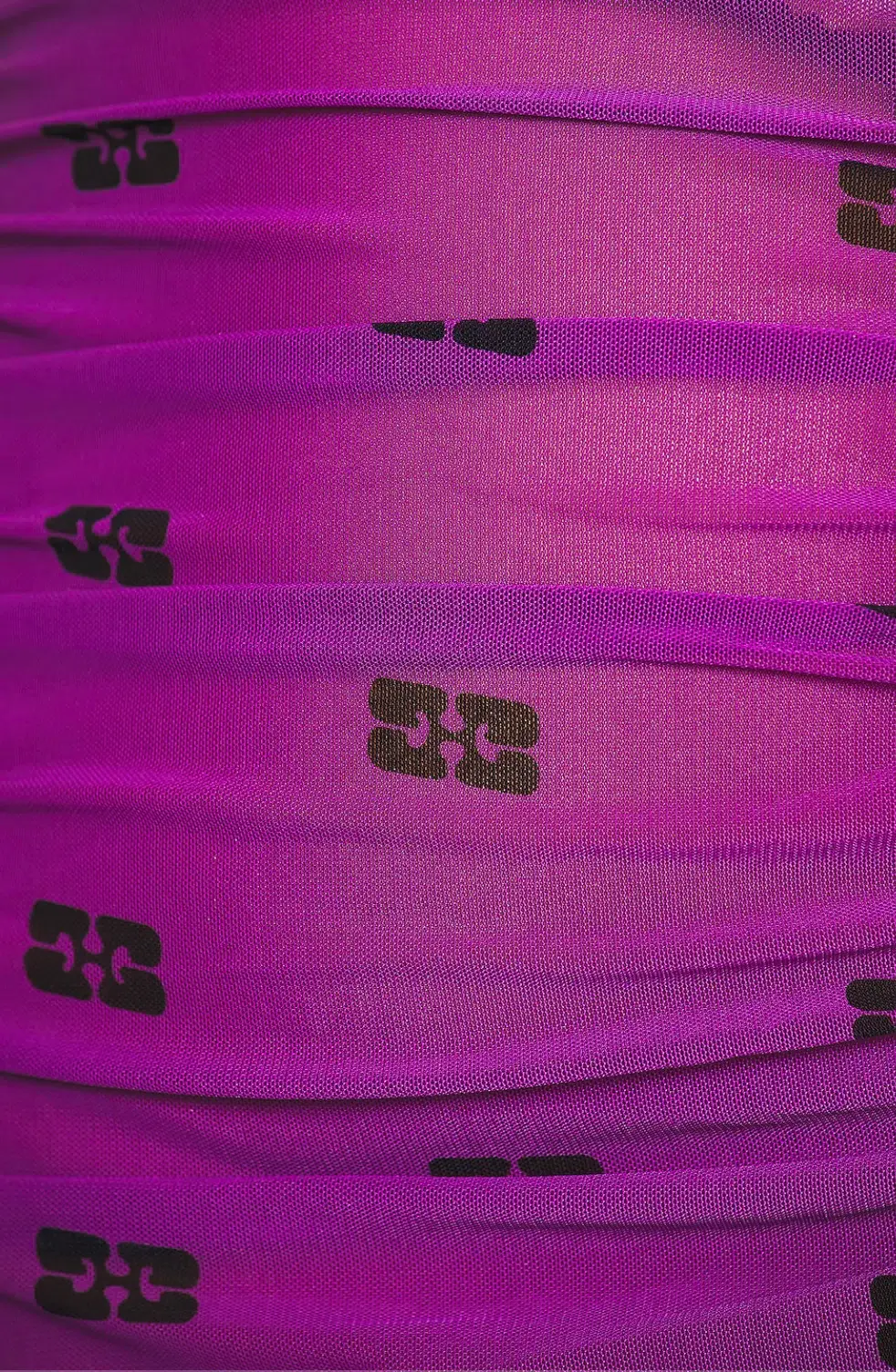 Ganni Printed Mesh Ruched Dress size 8 for rent on The Volte - main image