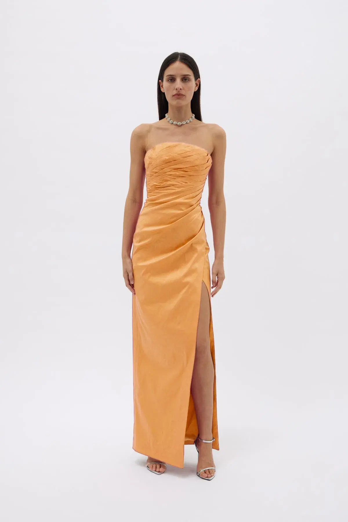 Rachel Gilbert Mira Strapless Gown Orange Amber Size 8 - Image 1