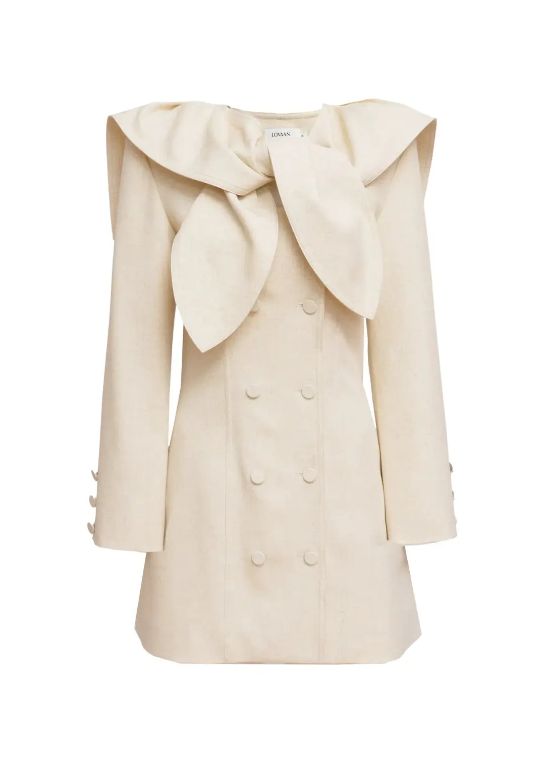 Lovaan Evelyn Dress Poly Linen Spandex Meringue Size 10 for rent on The Volte - main image