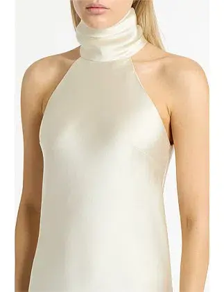 Carla Zampatti Ivory Satin Bias Dress Size 8 for rent on The Volte - main image