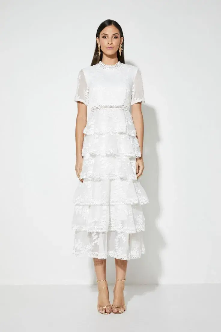 Mossman Short Sleeve Maxi Dress White Size 6 - Image 1