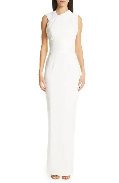 Rachel Gilbert Atlas Crepe Maxi Gown Ivory Size 8 - Image 1