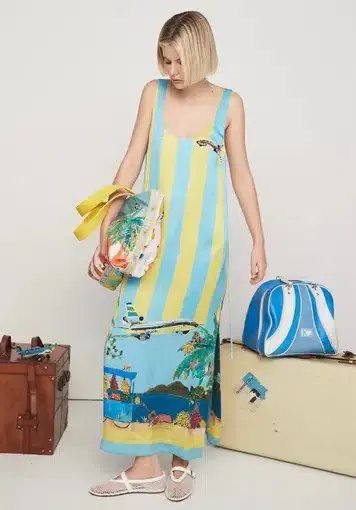 ALEMAIS All Aboard Silk Sleeveless Midi Dress Size 10 Au for rent on The Volte - main image