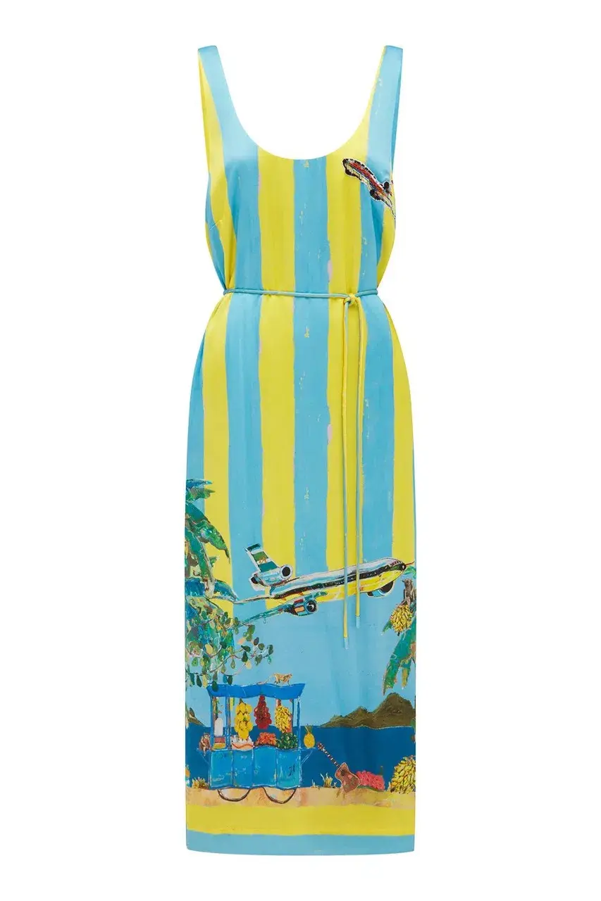 ALEMAIS All Aboard Silk Sleeveless Midi Dress Size 10 Au for rent on The Volte - main image