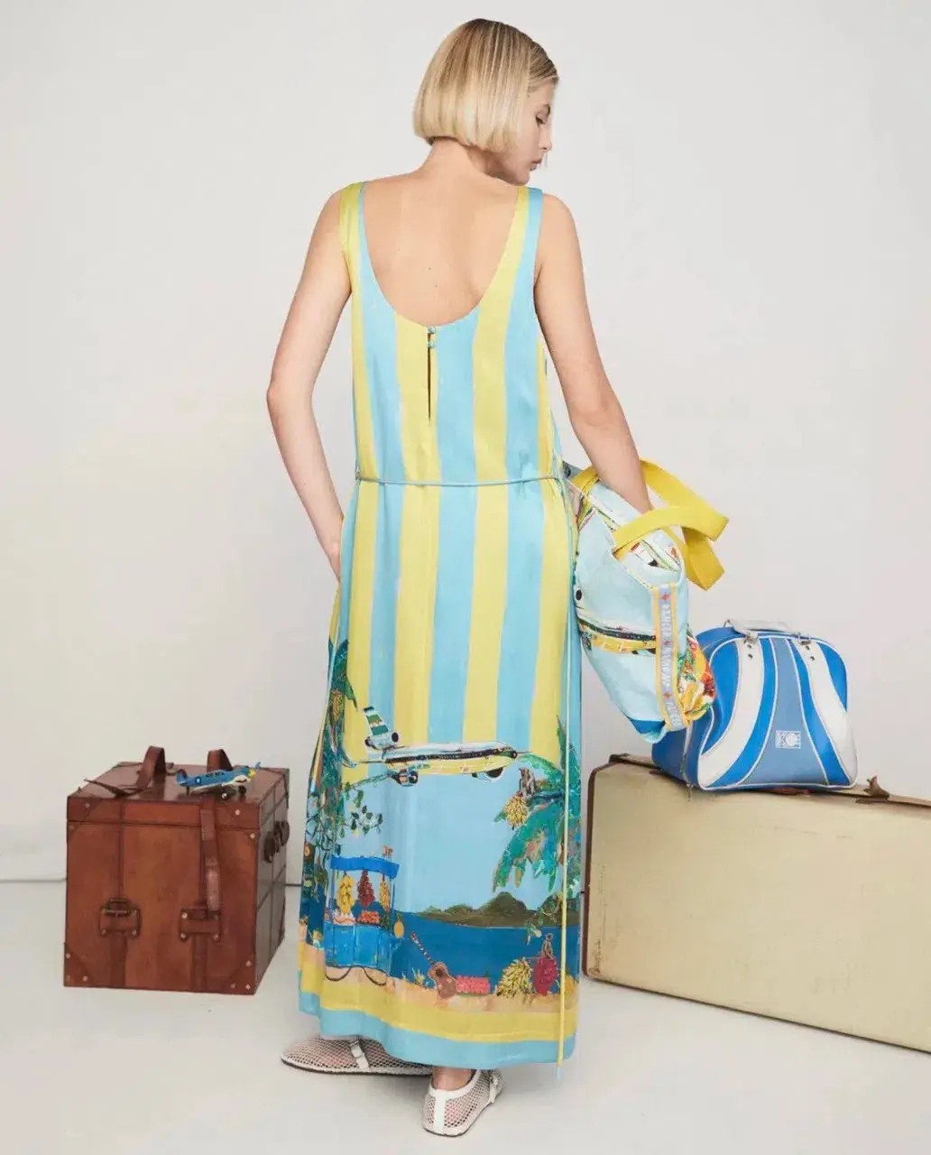ALEMAIS All Aboard Silk Sleeveless Midi Dress Size 10 Au for rent on The Volte - main image
