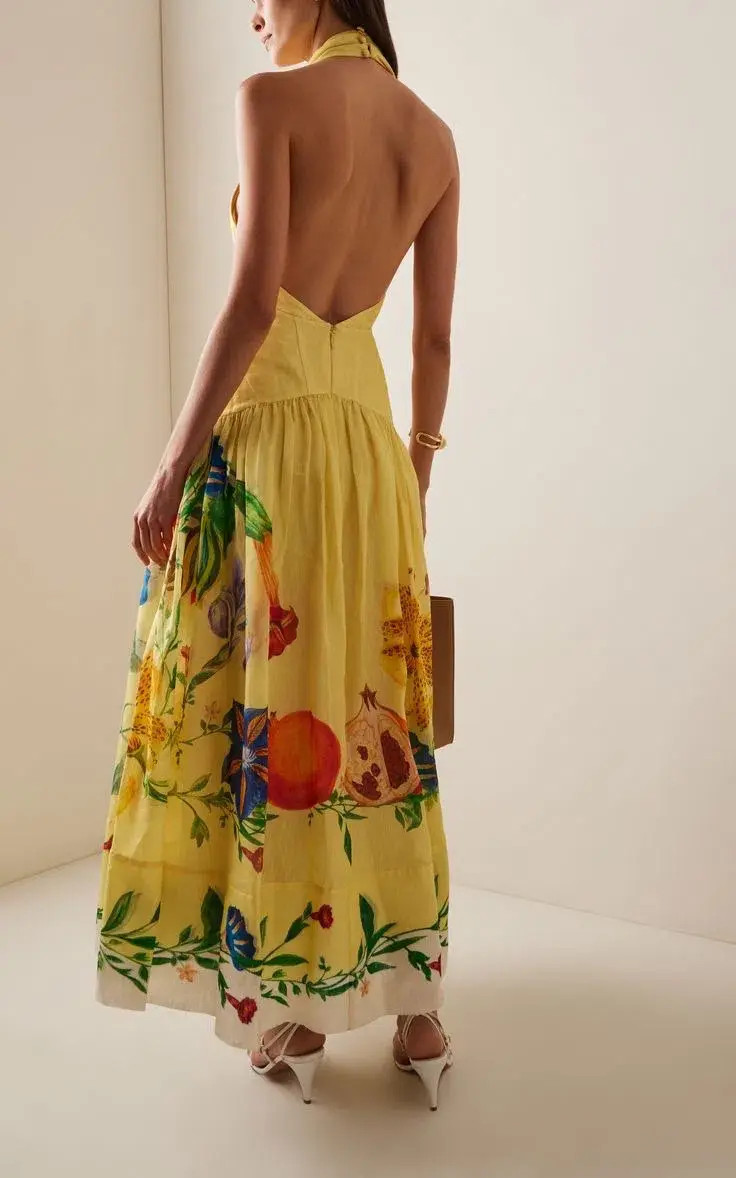 ALEMAIS Dahlia Halter Gown Yellow Size 10 AU for rent on The Volte - main image