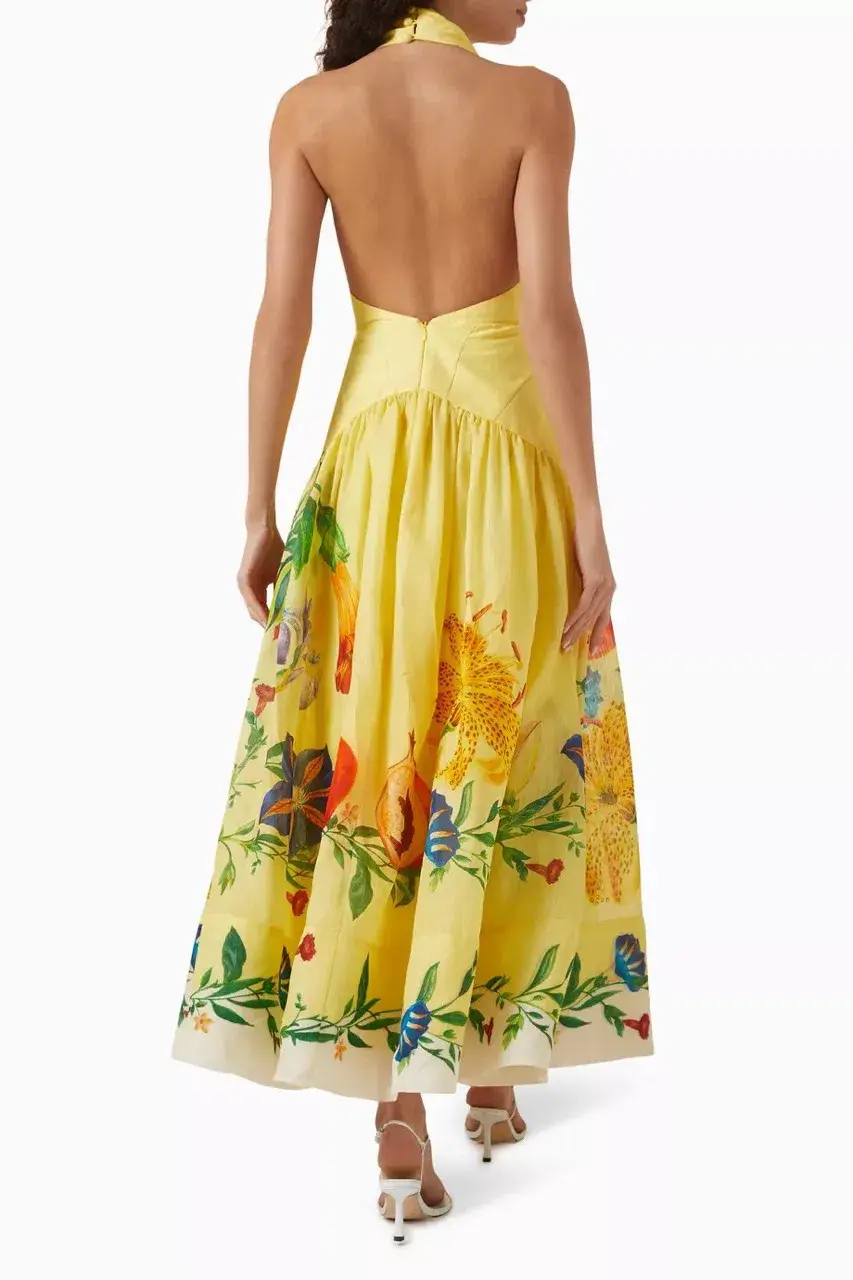 ALEMAIS Dahlia Halter Gown Yellow Size 10 AU for rent on The Volte - main image