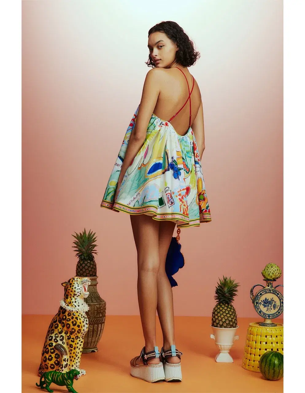 ALEMAIS La Charrasca Halter Mini Dress Multi Size 10 AU for rent on The Volte - main image