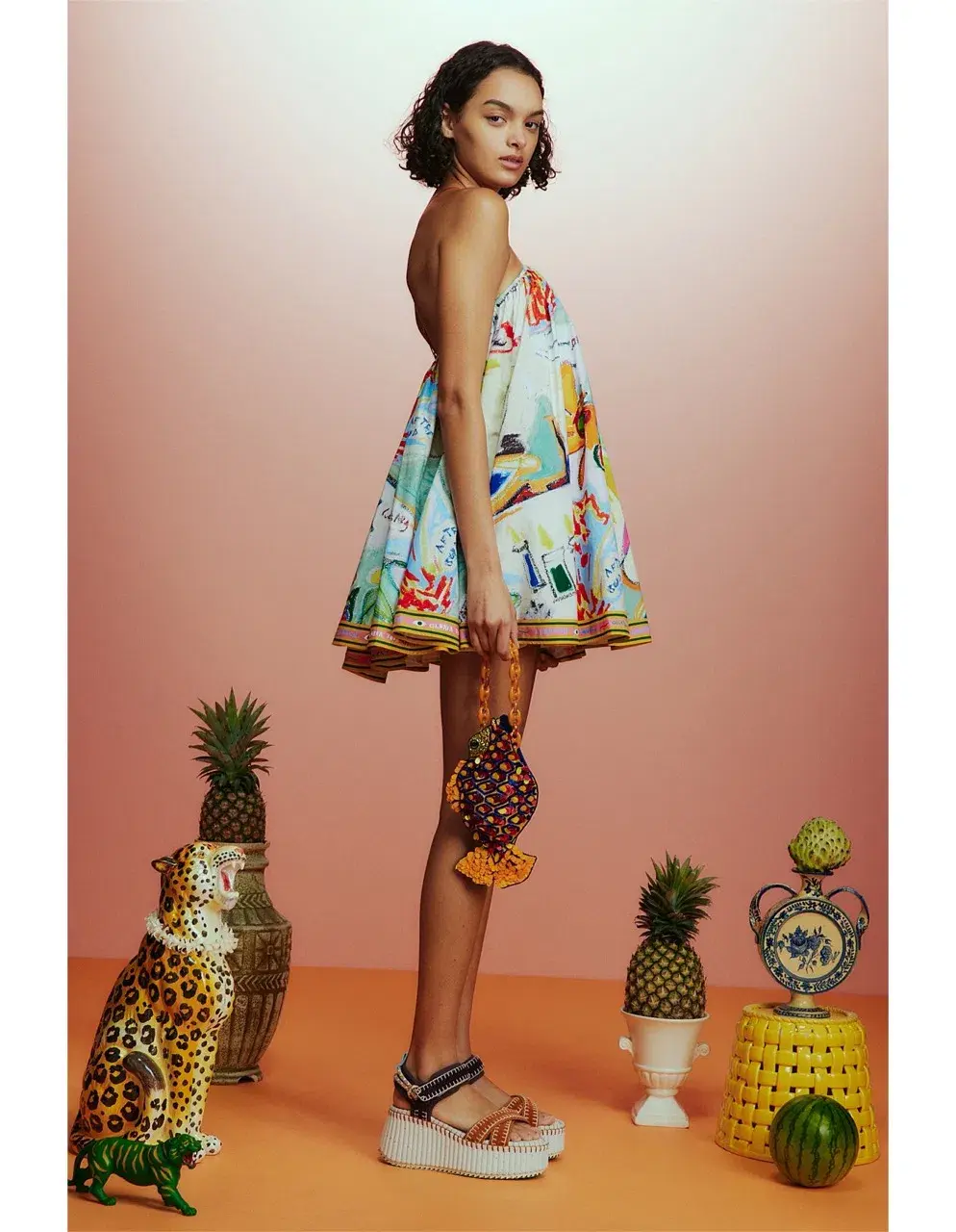 ALEMAIS La Charrasca Halter Mini Dress Multi Size 10 AU for rent on The Volte - main image