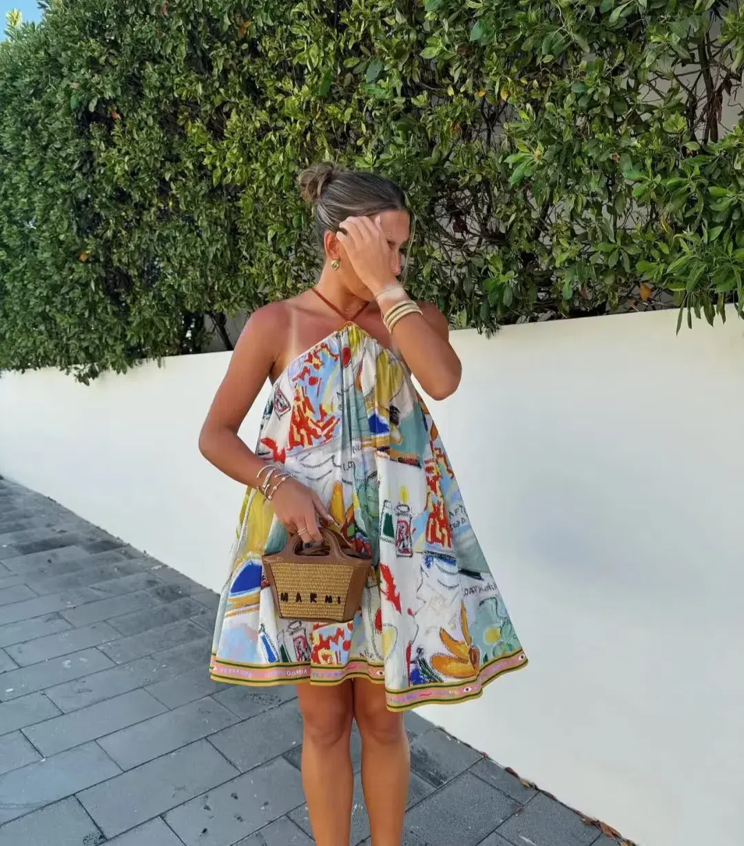 ALEMAIS La Charrasca Halter Mini Dress Multi Size 10 AU - Image 12