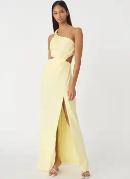 MISHA Kristin Satin Gown - soft yellow - size 8 for rent on The Volte - image 1