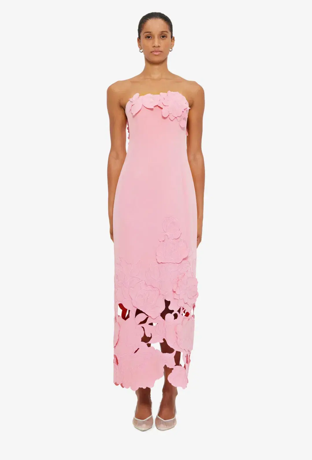 Leo Lin Rayna Pink Applique Bustier Maxi Dress Size 8 AU for rent on The Volte - main image