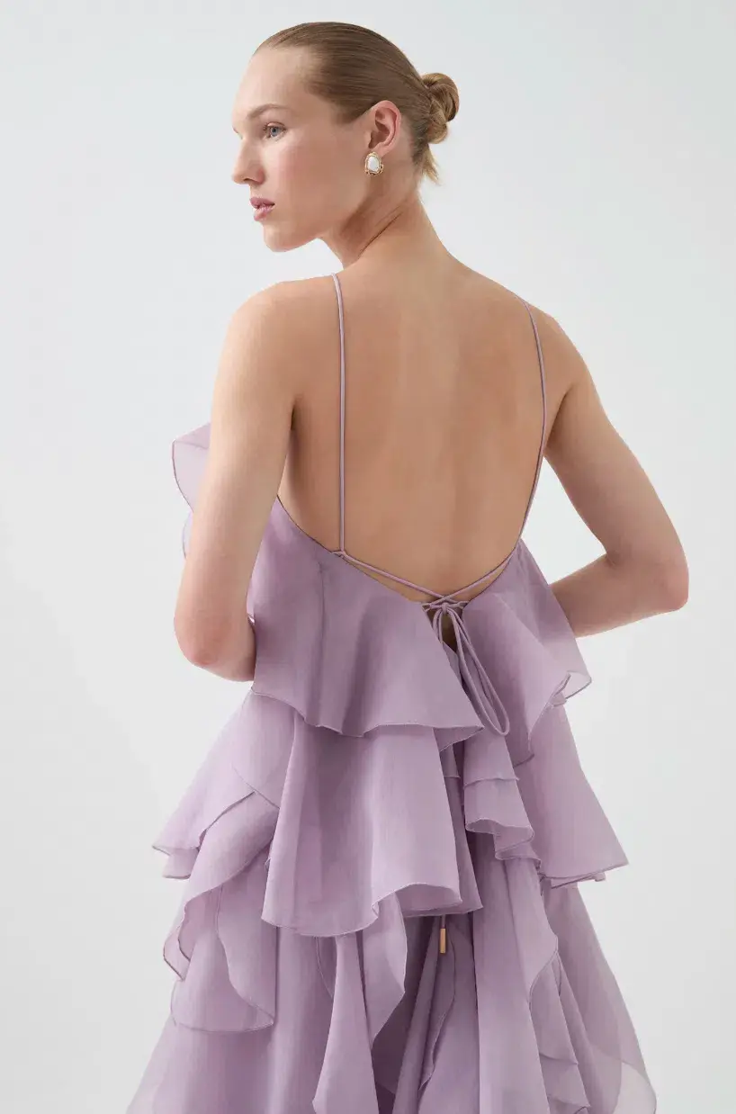 Aje Pandorea Layered Maxi Dress | Lilac Size 8 - Image 4