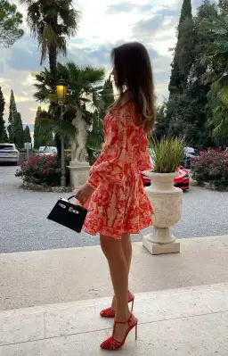 Zimmermann Lyre Billow Sleeve Mini Dress Red Palm Size 2 (AU 12) for rent on The Volte - image 2