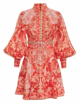 Zimmermann Lyre Billow Sleeve Mini Dress Red Palm Size 2 (AU 12) for rent on The Volte - image 5