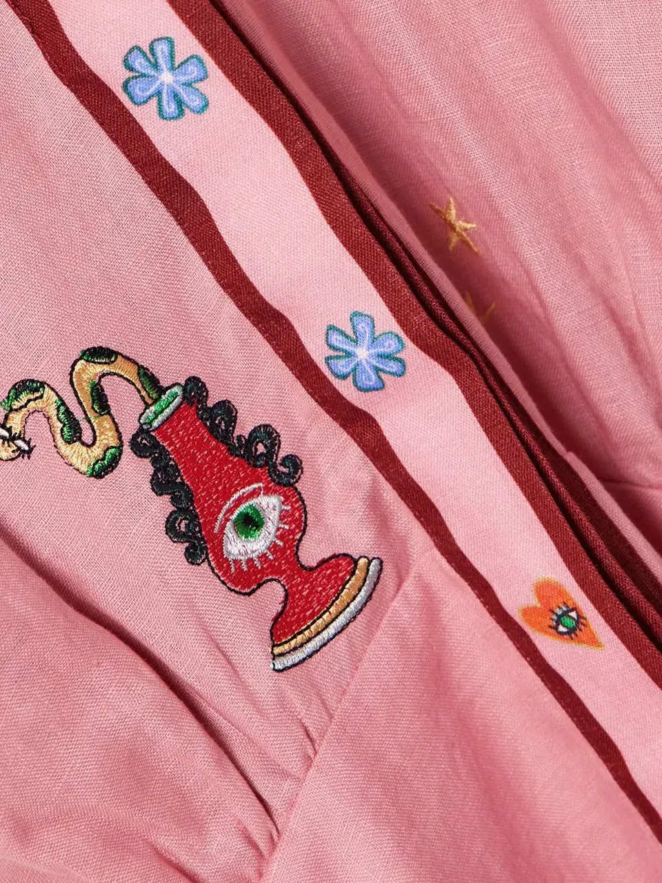 ALEMAIS Timmy Embroidered Mini Dress Pink Size 10 AU for rent on The Volte - main image