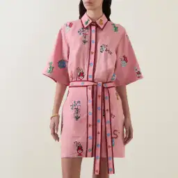 ALEMAIS Timmy Embroidered Mini Dress Pink Size 10 AU for rent on The Volte - image 5