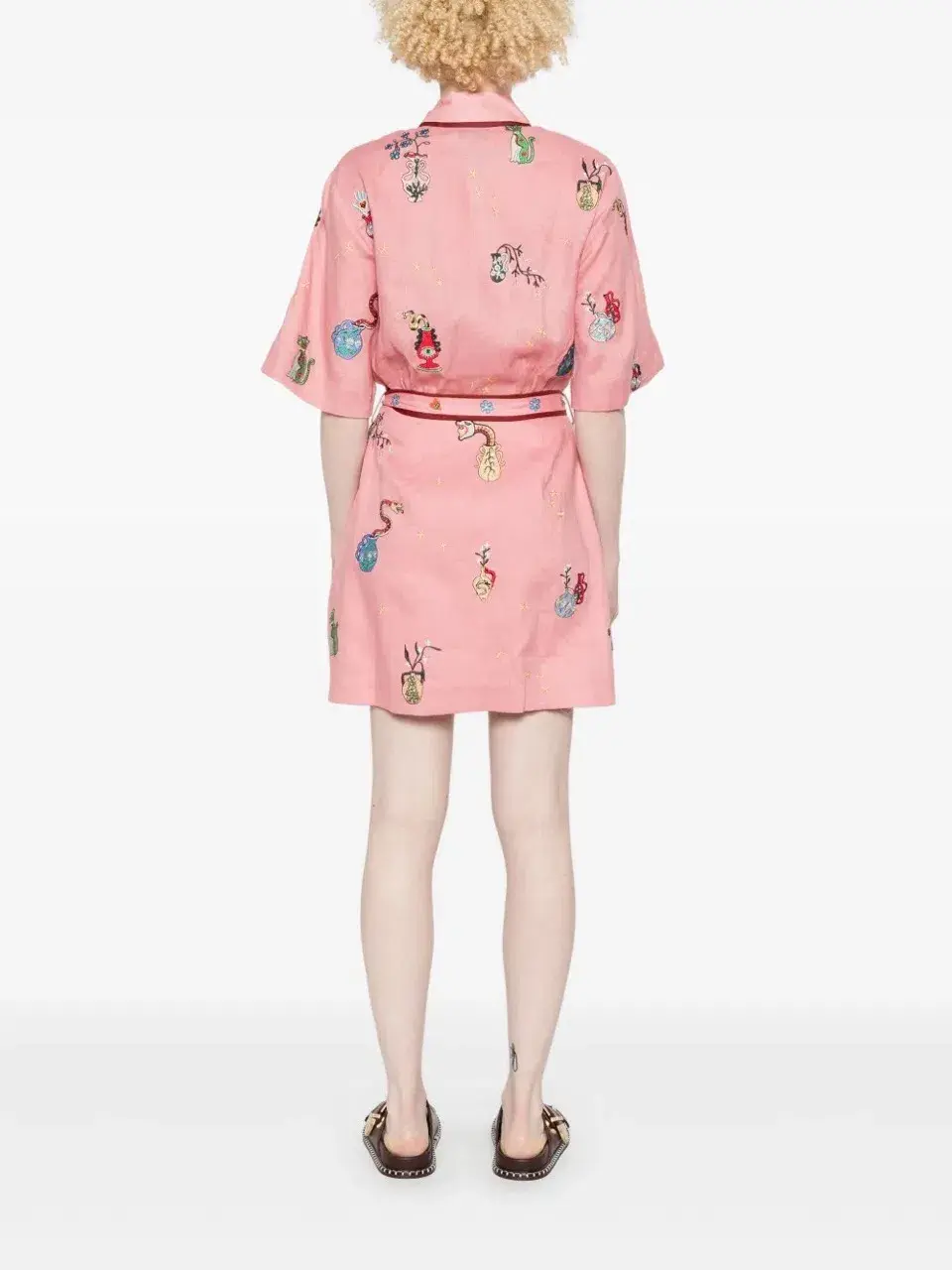 ALEMAIS Timmy  Embroidered Mini Dress Pink Size 10 AU - Image 10