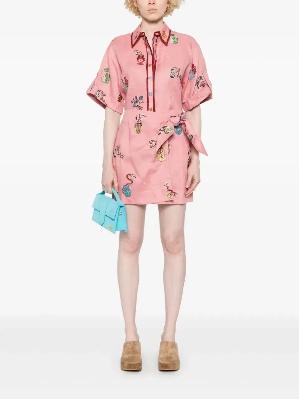 ALEMAIS Timmy Embroidered Shirt & Sarong Skirt Pink Size 10 AU - Image 10