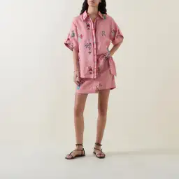 ALEMAIS Timmy Embroidered Shirt & Sarong Skirt Pink Size 10 AU for rent on The Volte - image 2