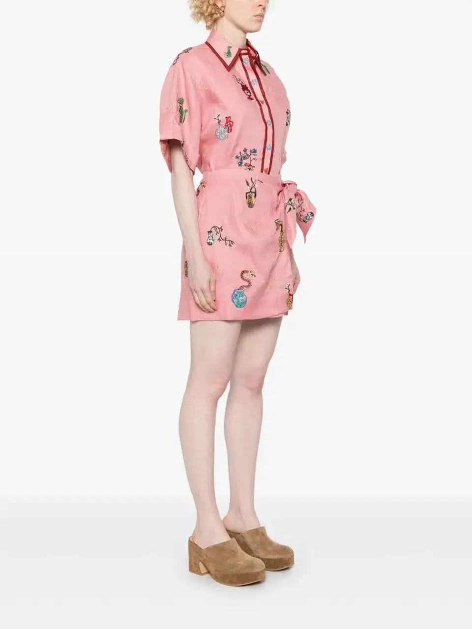 ALEMAIS Timmy Embroidered Shirt & Sarong Skirt Pink Size 10 AU - Image 11