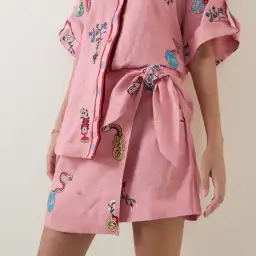 ALEMAIS Timmy Embroidered Shirt & Sarong Skirt Pink Size 10 AU for rent on The Volte - image 3