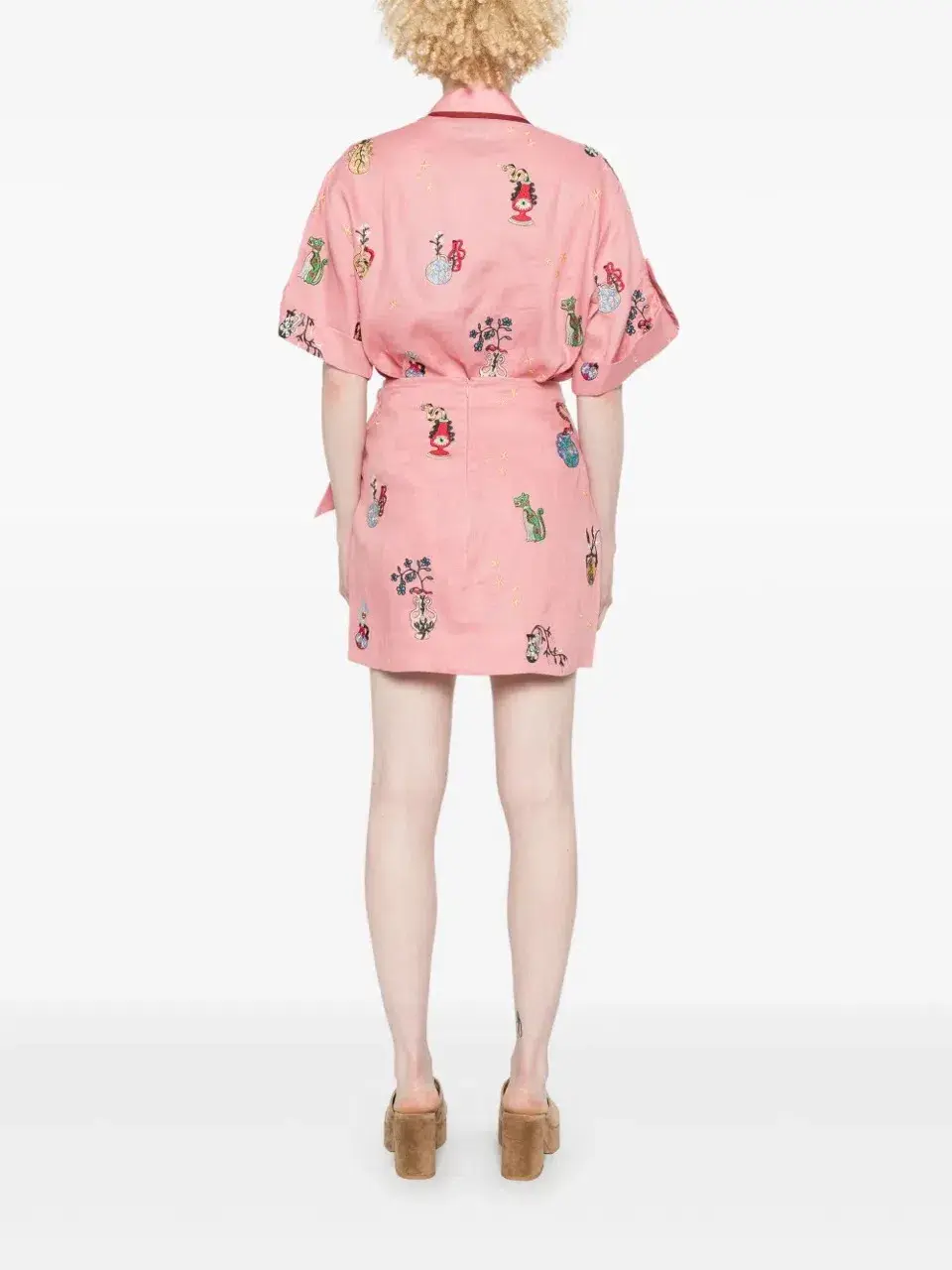 ALEMAIS Timmy Embroidered Shirt & Sarong Skirt Pink Size 10 AU for rent on The Volte - main image