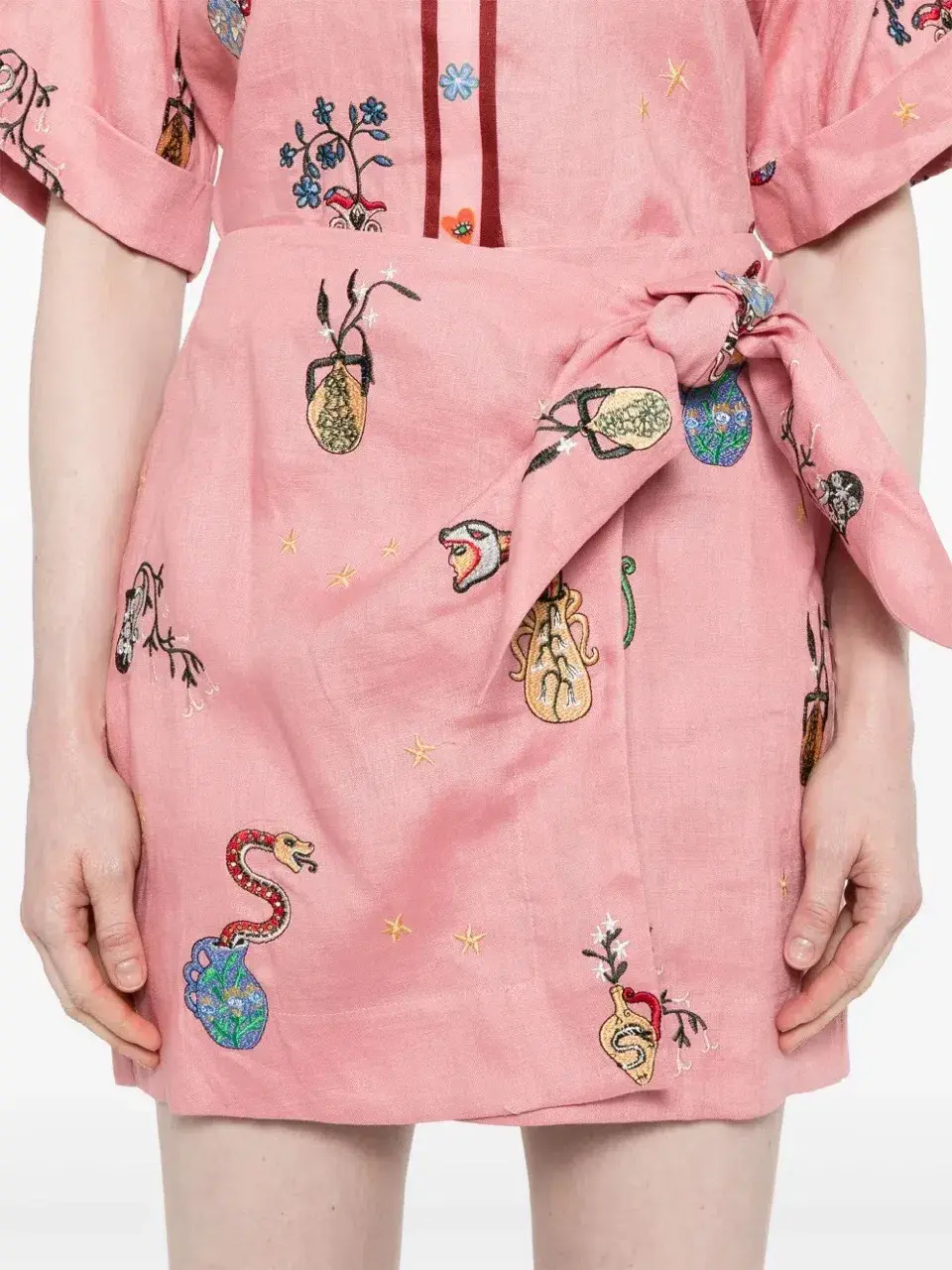 ALEMAIS Timmy Embroidered Shirt & Sarong Skirt Pink Size 10 AU - Image 13