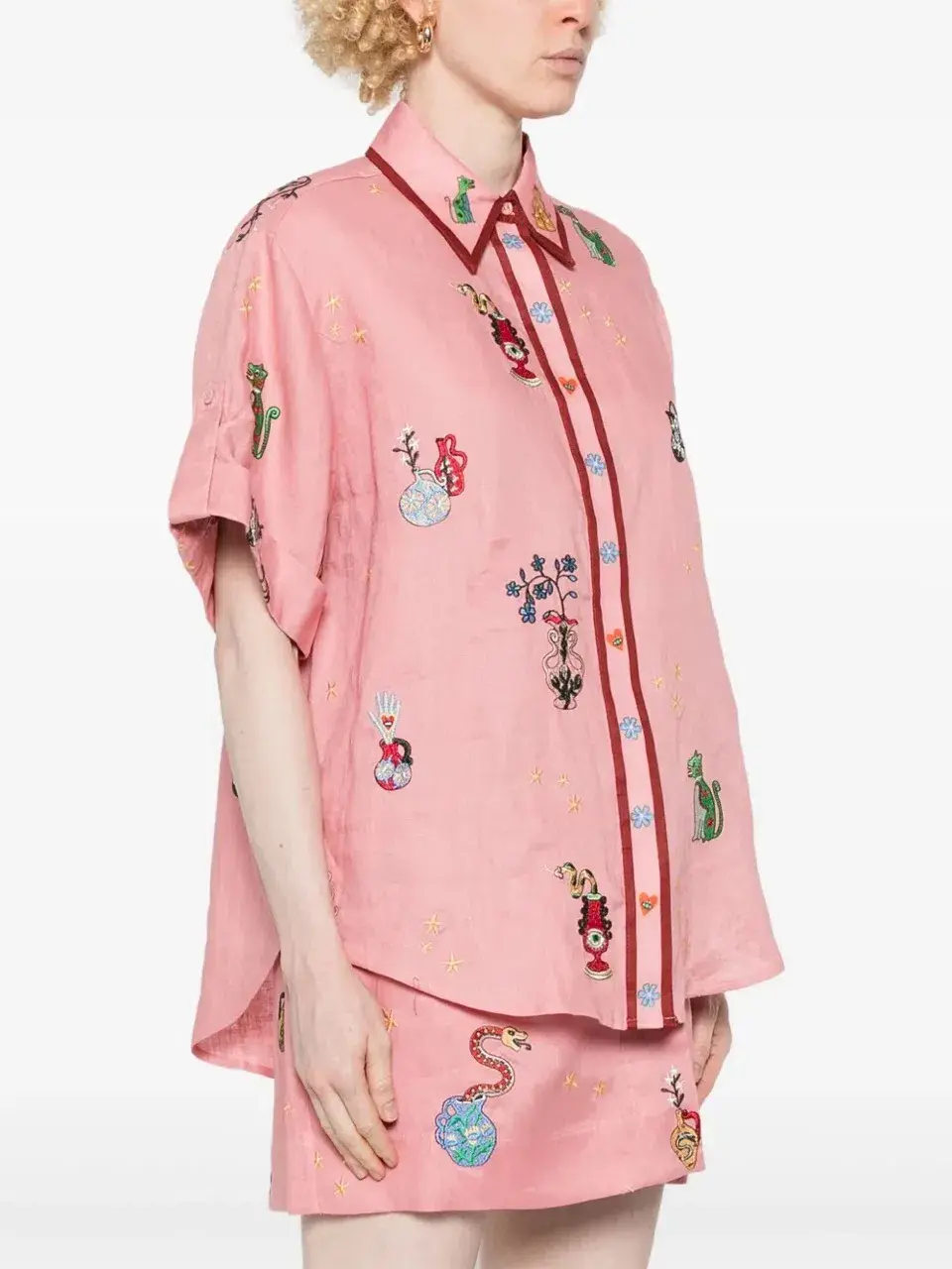 ALEMAIS Timmy Embroidered Shirt & Sarong Skirt Pink Size 10 AU - Image 16