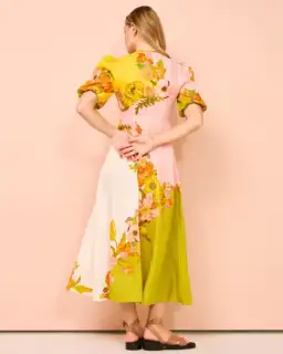 Alemais Silas Midi Dress Yellow Pink Floral Print Size 10 for rent on The Volte - image 2