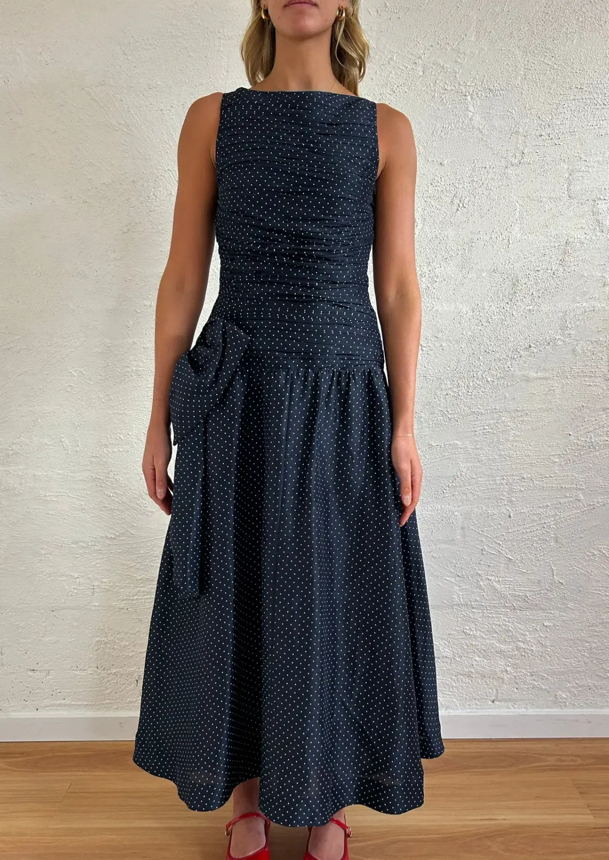 Lovaan Ophelia Dress Silk/Linen Royal Dot Size 8 - Image 6