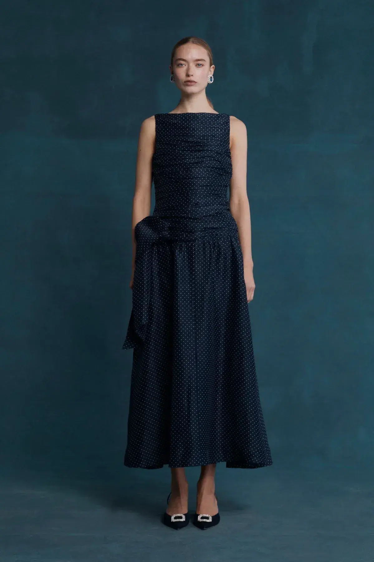 Lovaan Ophelia Dress Silk/Linen Royal Dot Size 14 - Image 1